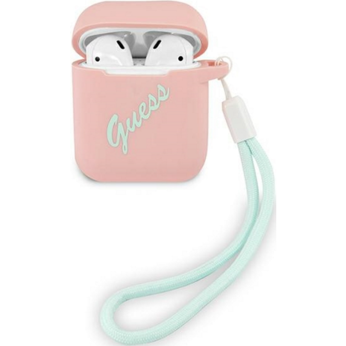 Silikónové puzdro Guess na Apple Airpods 1 / 2 GUACA2LSVSPG Vintage ružové