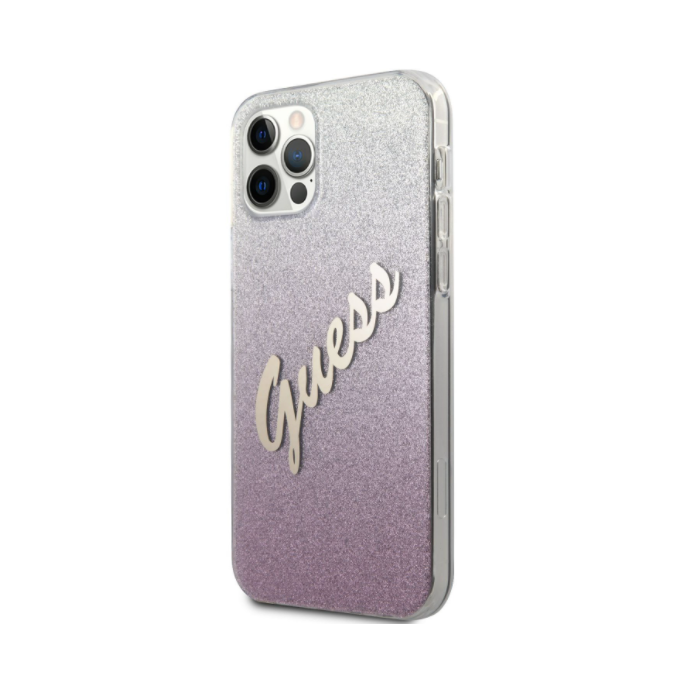 Plastové puzdro Guess na Apple iPhone 12/12 Pro GUHCP12MPCUGLSPI Vintage ružové