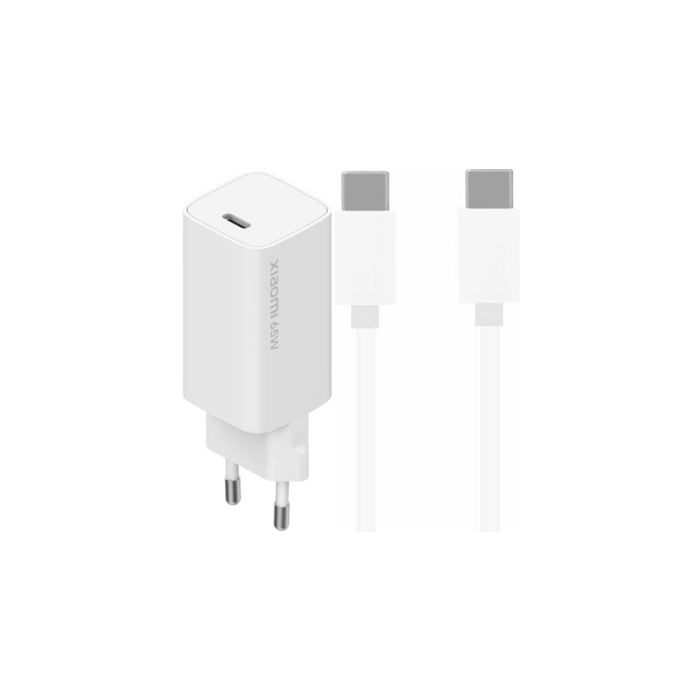 Xiaomi GaN Charger AD65GEU, USB-C 65W + USB-C kábel, biela (Blister)