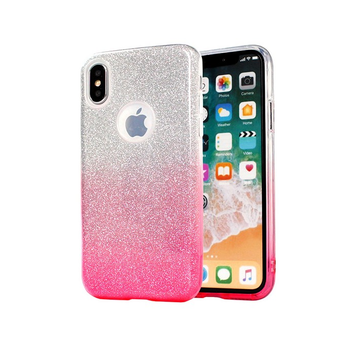 Silikónové puzdro na Samsung Galaxy A12 A125 Shine Bling ružovo-strieborné