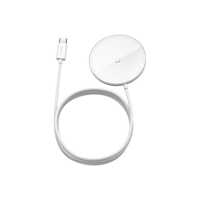 Magnetická bezdrôtová nabíjačka BASEUS Baseus Simple Mini na Apple iPhone 12/12 Pro/12 Pro Max biela