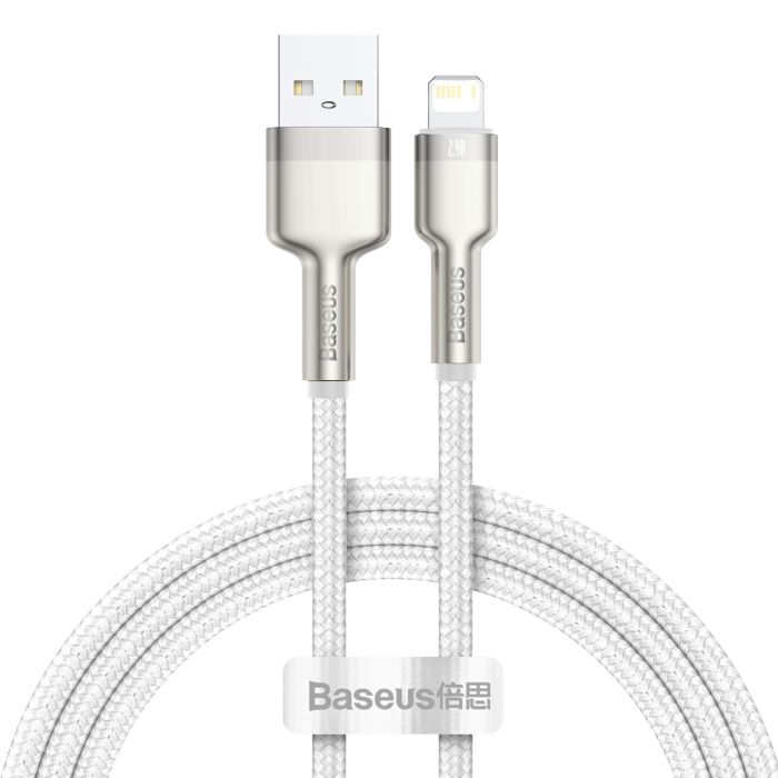 Dátový kábel Baseus Cafule Metal USB - Lightning  2,4A 1,0 m biely