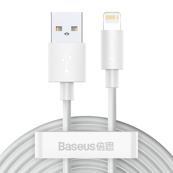 Dátový kábel Baseus Simple Wisdom USB - Lightning 2 ks 20W 1,5 m biely