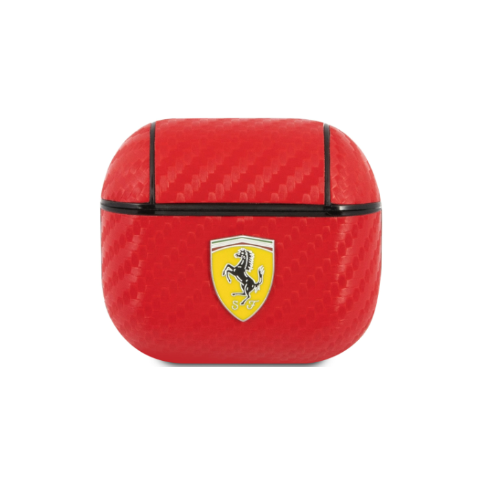Puzdro Ferrari na Apple AirPods Pro FESAPCARE Carbon PC/PU červené