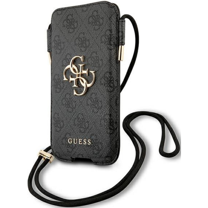 Puzdro vsuvka Guess na telefón 6.1" GUHCP12M4GPSGR PU 4G Pouch Script Logo S/M sivé