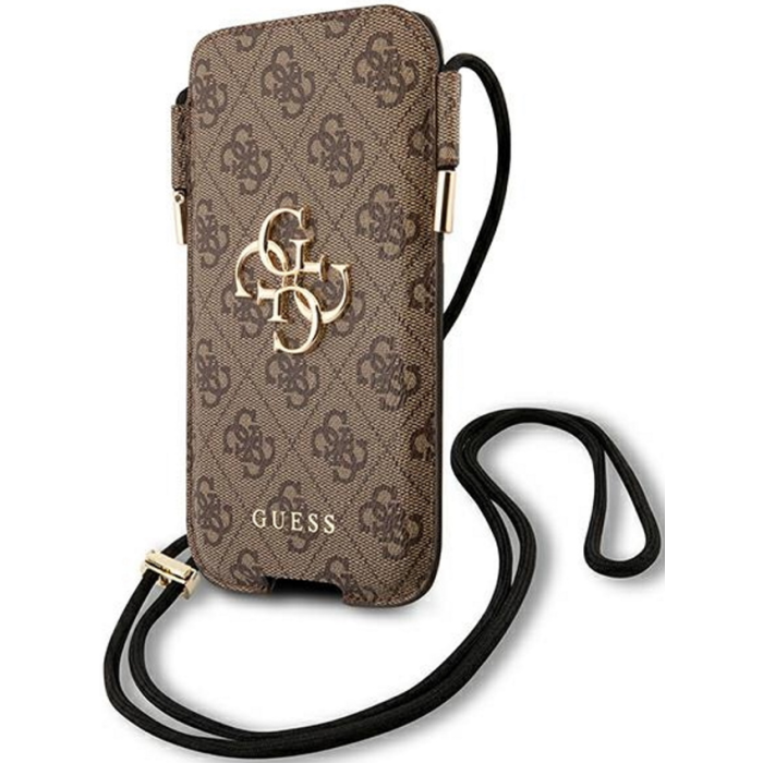Puzdro vsuvka Guess na telefón 6.1" GUHCP12M4GPSBR PU 4G Pouch Script Logo S/M hnedé