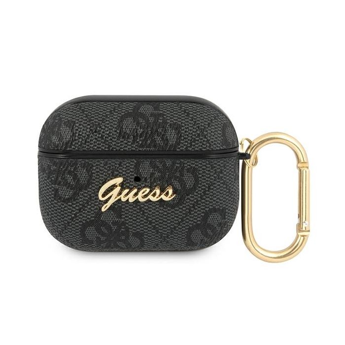 Plastové puzdro na Apple Airpods Pro Guess GUAP4GSMK 4G Scrip šedé