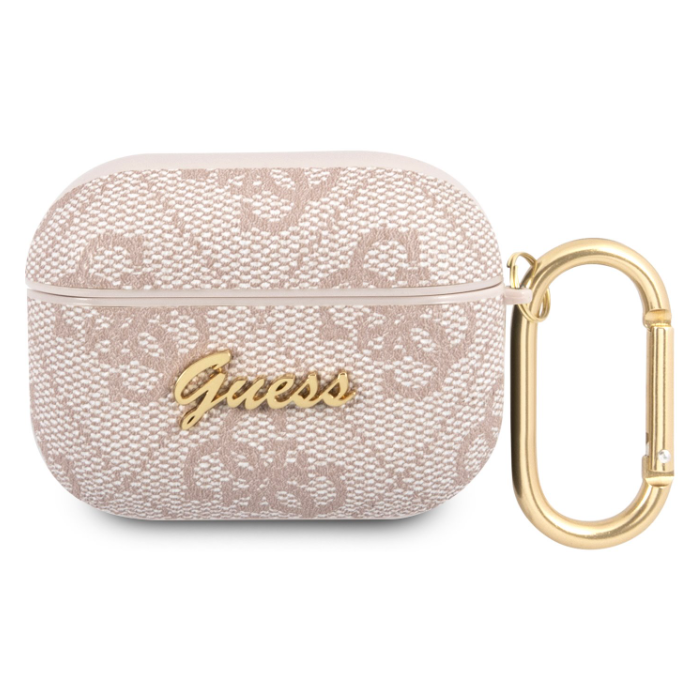 Plastové puzdro Guess na Apple AirPods Pro GUAP4GSMP 4G Script ružové