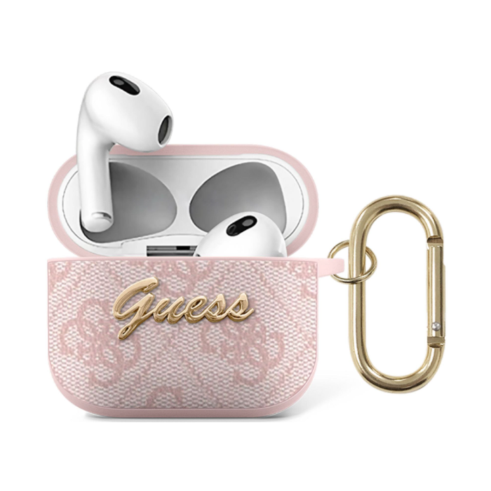 Puzdro Guess na Apple AirPods 3 GUA34GSMP 4G Script PC/PU ružové