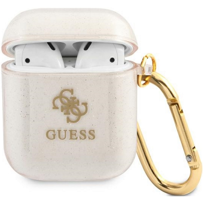 Silikónové puzdro Guess na Apple AirPods 1 / 2 GUA2UCG4GD 4G TPU Glitter zlaté