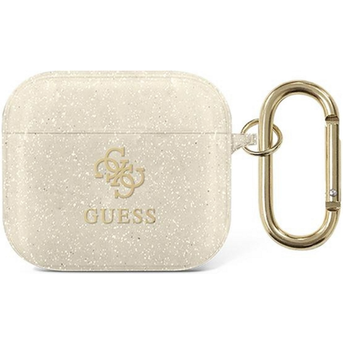 Silikónové puzdro Guess na Apple AirPods 3 GUA3UCG4GD 4G TPU Glitter zlaté