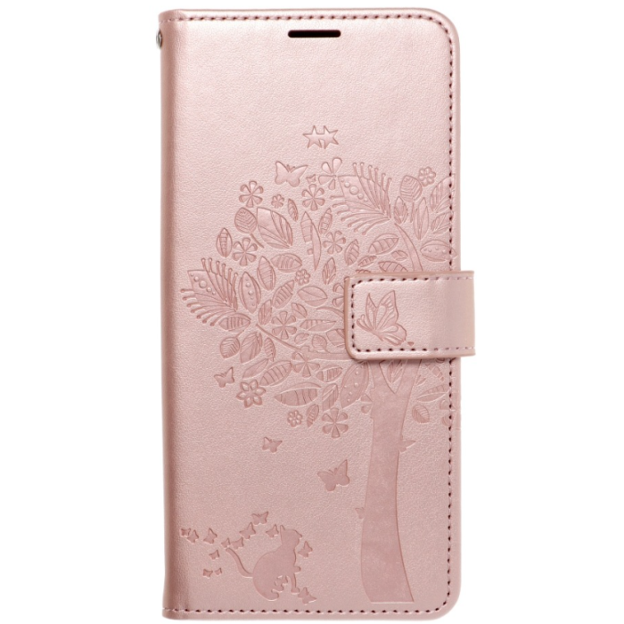Diárové puzdro na Samsung Galaxy A42 5G Forcell MEZZO tree ružovozlaté