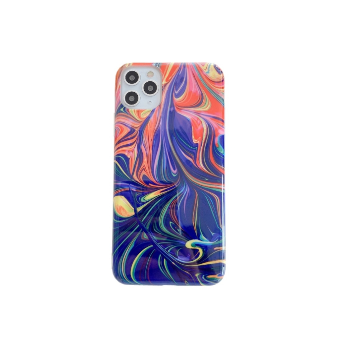 Silikónové puzdro na Apple iPhone 12/12 Pro Marble Abstract červeno modré