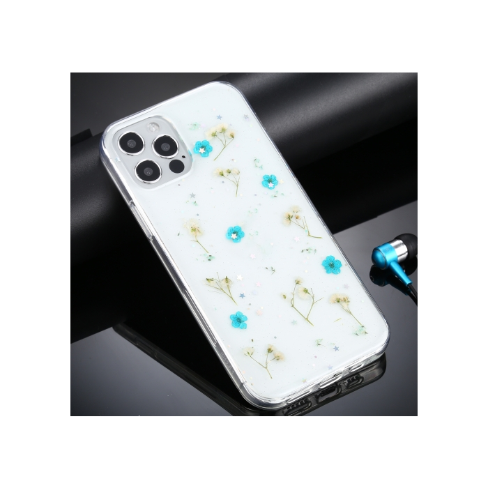 Silikónové puzdro na Apple iPhone 12/12 Pro Flowers zelené 