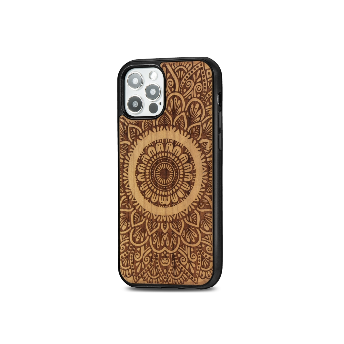 Plastové puzdro na Apple iPhone 12/12 Pro Wood Mandala čerešňové drevo