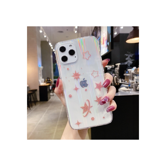 Plastové puzdro na Apple iPhone 12/12 Pro Aurora Starry Sky ružové