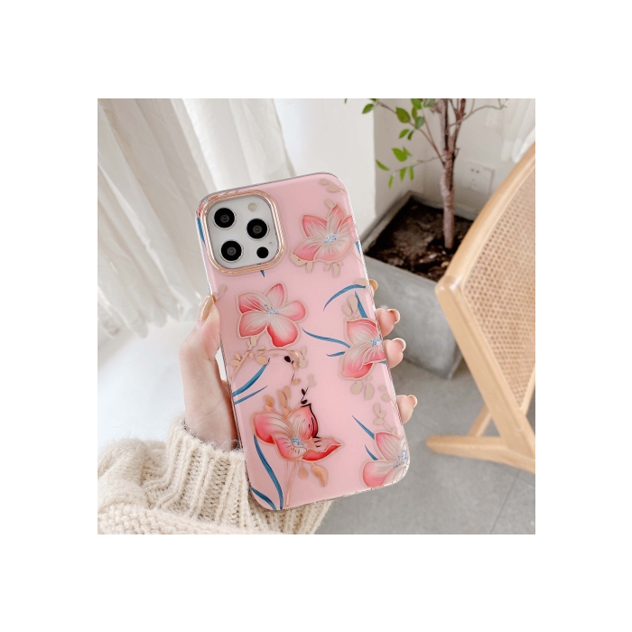 Plastové puzdro na Apple iPhone 12/12 Pro Classic Flower ružové                 