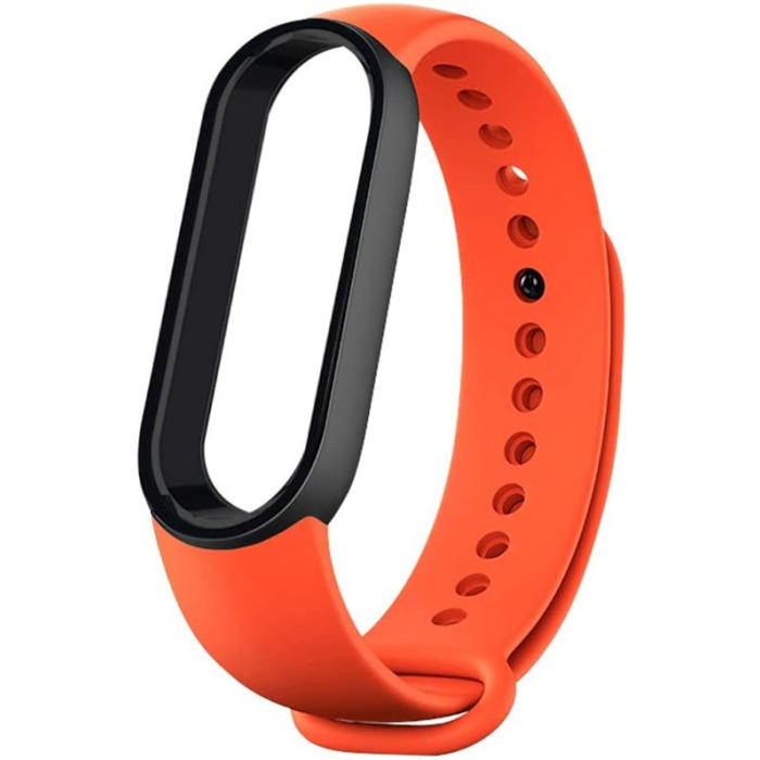 Silikonový náramok pre Xiaomi Mi Band 5/6 oranžovo-čierny (Bulk)