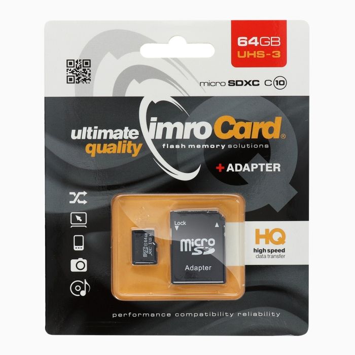 Pamäťová karta Imro microSD 64GB Class 10 UHS 3 + adaptér