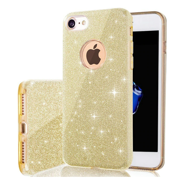 Silikónové puzdro na Apple iPhone 13 Mini Glitter 3in1 zlaté