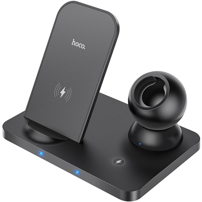 Indukčná nabíjačka HOCO CW33, 3in1 LED pre mobil + Airpods + Apple Watch, Ultra Charge 15W, čierna