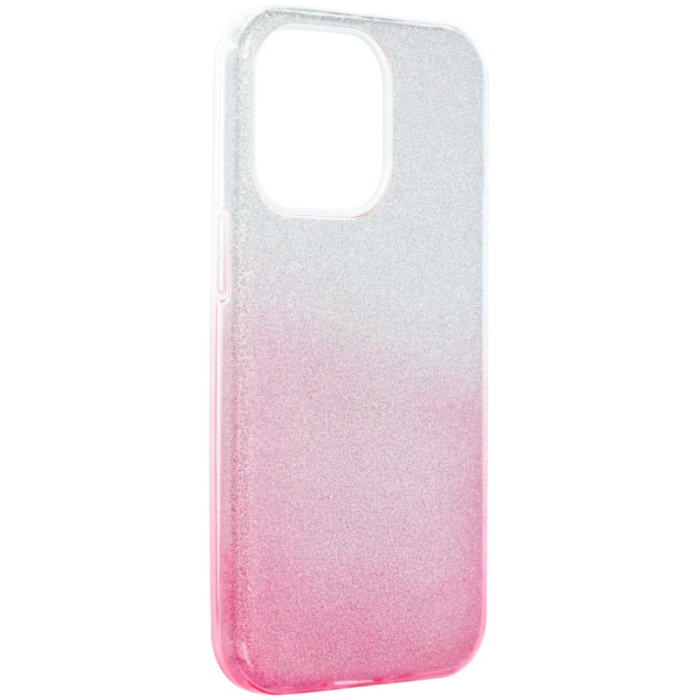 Silikónové puzdro na Apple iPhone 13 Pro Forcell Shining strieborno ružové