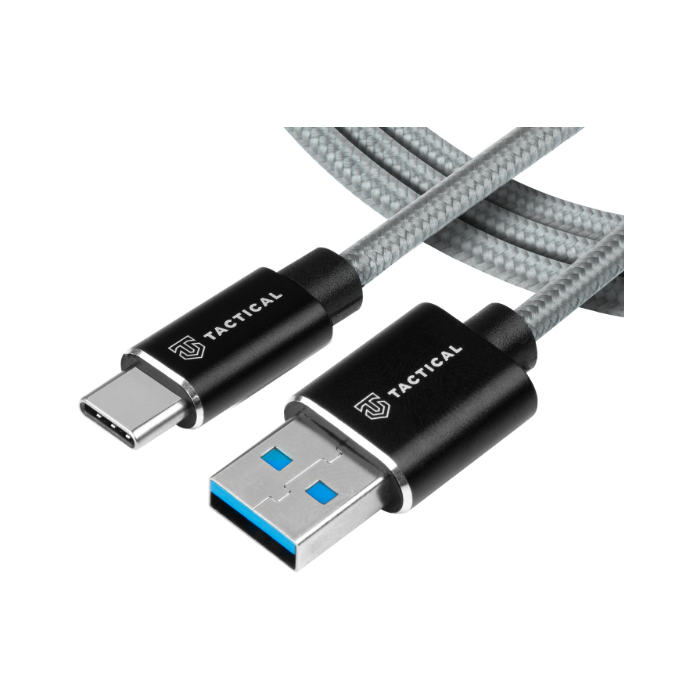 Kábel Tactical Fast Rope Aramid 021, USB-A na USB-C 15W 5V/3A, 0.3m, sivý