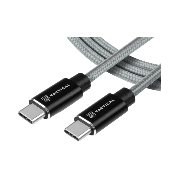 Kábel Tactical Fast Rope Aramid 024, USB-C na USB-C 100W 20V/5A, 0.3m, sivý