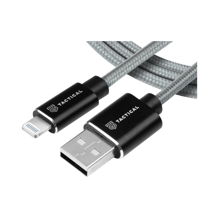 Kábel Tactical Fast Rope Aramid 027, USB-A na Lightning MFI, 0.3m, sivý