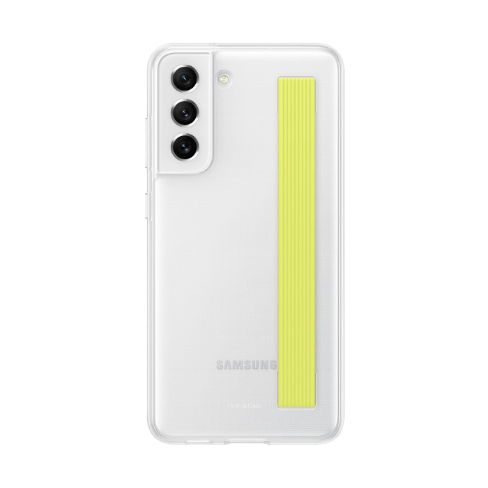 Plastové puzdro Samsung na Samsung Galaxy S21 FE 5G G990 EF-XG990CWE Clear Strap biele