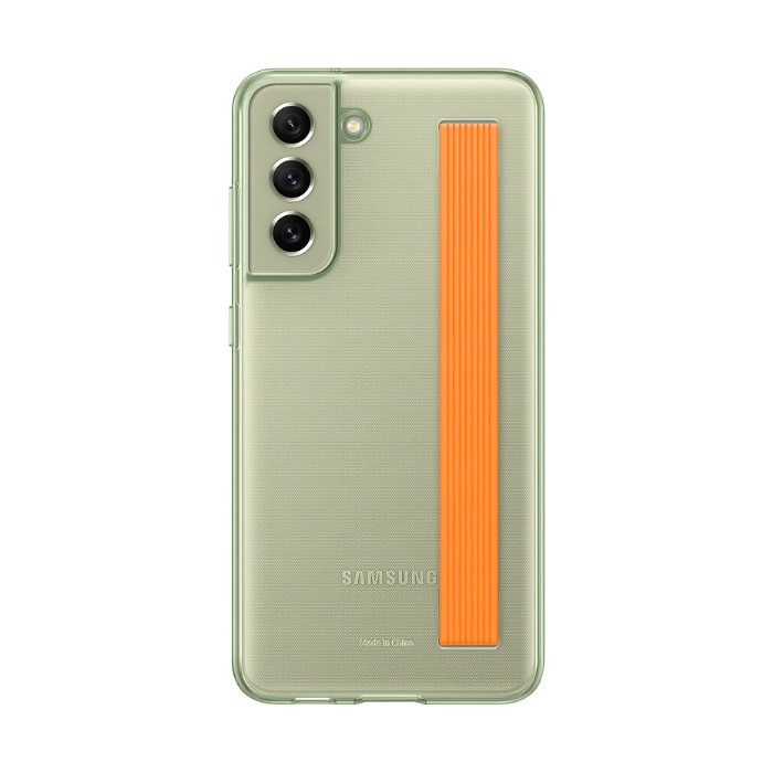 Plastové puzdro Samsung na Samsung Galaxy S21 FE 5G G990 EF-XG990CME Clear Strap zelené
