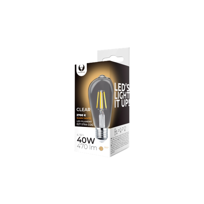 LED žiarovka Forever Light Filament E27 ST64 4W 230V 2700K 470lm COG transparentná