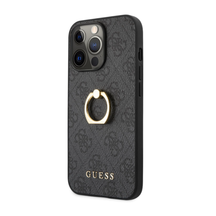 Plastové puzdro Guess na Apple iPhone 13 Pro Max GUHCP13X4GMRGR 4G Ring sivé