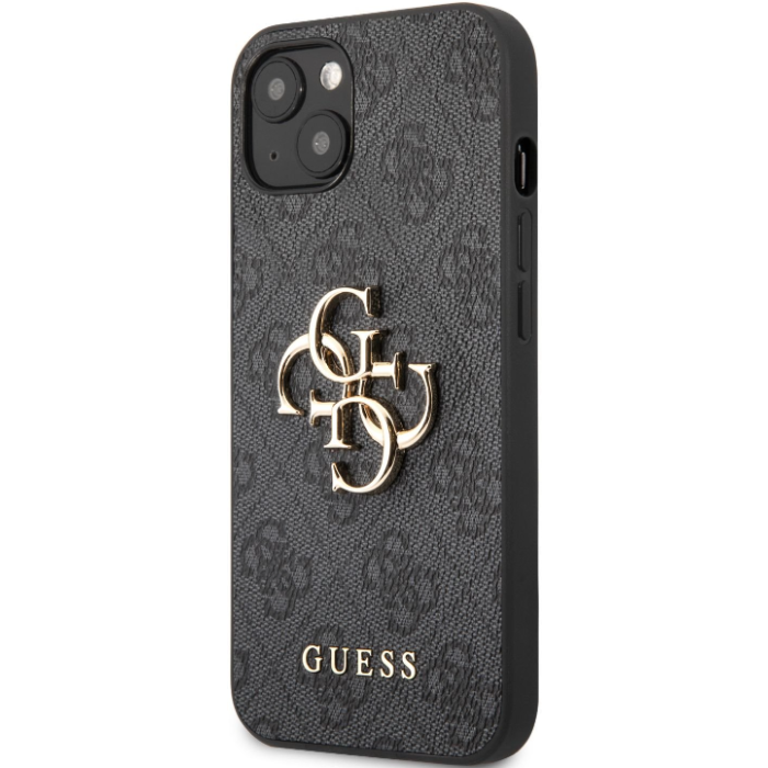 Plastové puzdro Guess na Apple iPhone 13 GUHCP13M4GMGGR 4G Metal Logo sivé
