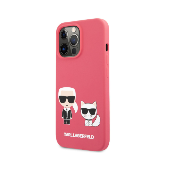 Silikónové puzdro Karl Lagerfeld na Apple iPhone 13 Pro KLHCP13LSSKCP Karl and Choupette Liquid červené