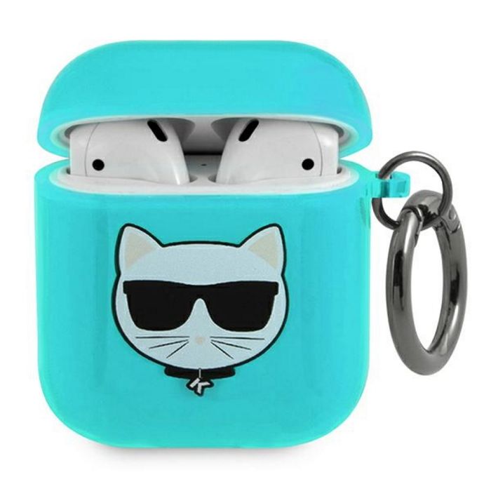Obal na Airpods 1/2 Karl Lagerfeld Choupette KLA2UCHFL modré