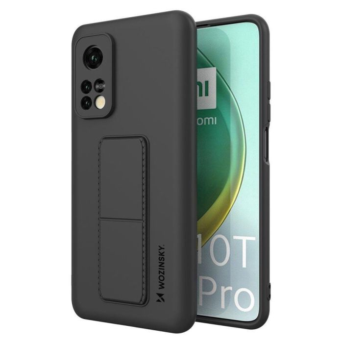 Silikónové puzdro na Xiaomi Mi 10T 5G/Mi 10T Pro 5G Kickstand čierne