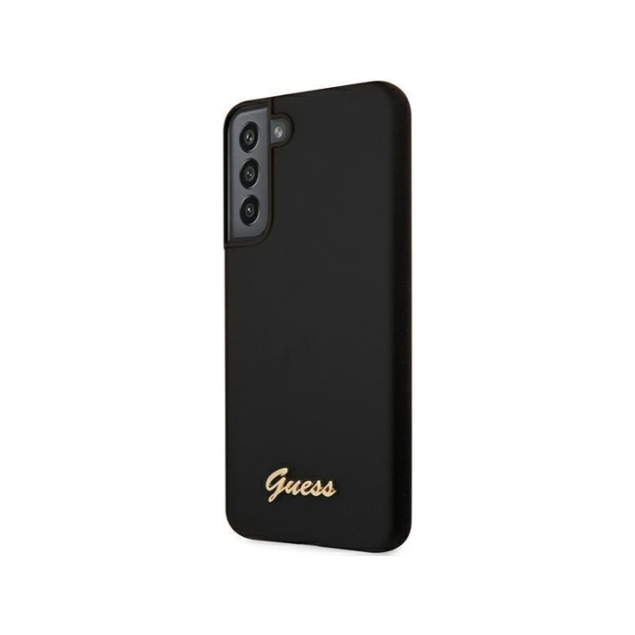 Silikónové puzdro Guess na Samsung Galaxy S22+ 5G S906 GUHCS22MLSLMGBK Silicone Metal Logo čierne