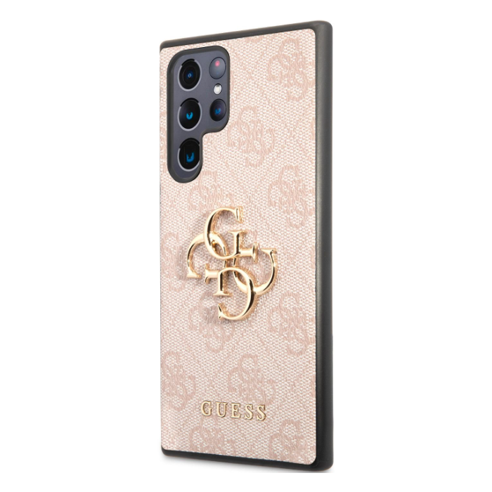 Plastové puzdro Guess na Samsung Galaxy S22 Ultra 5G S908 GUHCS22L4GMGPI 4G Big Metal Logo ružové