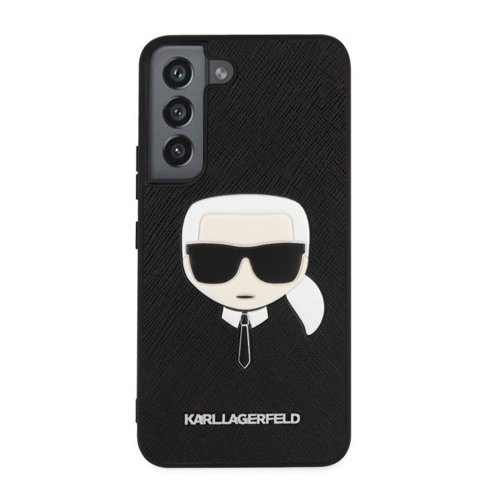 Plastové puzdro Karl Lagerfeld na Samsung Galaxy S22 Plus 5G KLHCS22MSAKHBK Saffiano Karl Head čierne