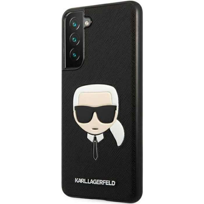 Plastové puzdro Karl Lagerfeld na Samsung Galaxy S21 FE 5G KLHCS21FSAKHBK Saffiano Karl Head čierne