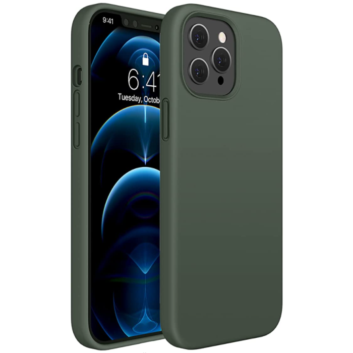 Silikónové puzdro na Apple iPhone 12/12 Pro MySafe Silicone tmavo-zelené