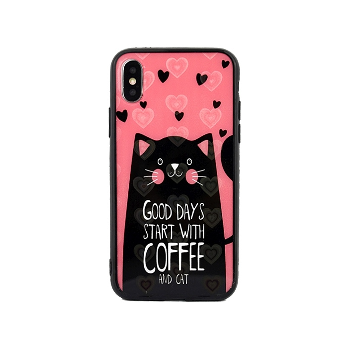 Plastové puzdro na Apple iPhone 7/8/SE 2020 Hearts Glass mačička ružové