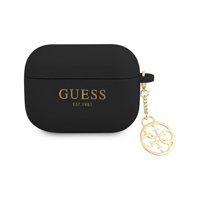 Silikónové puzdro Guess na Apple AirPods 3 GUA3LSC4EK 4G Charm čierne