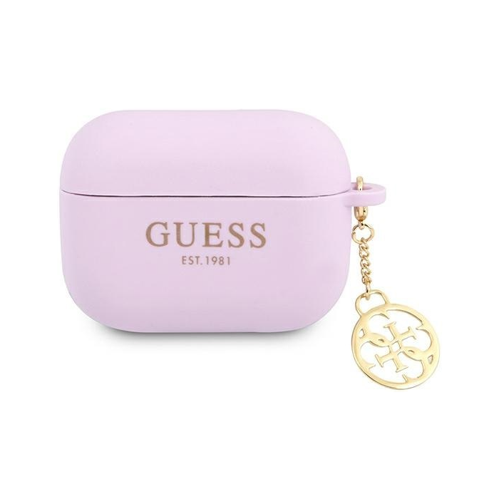 Silikónové puzdro Guess na Apple AirPods 3 GUA3LSC4EU 4G Charm fialové
