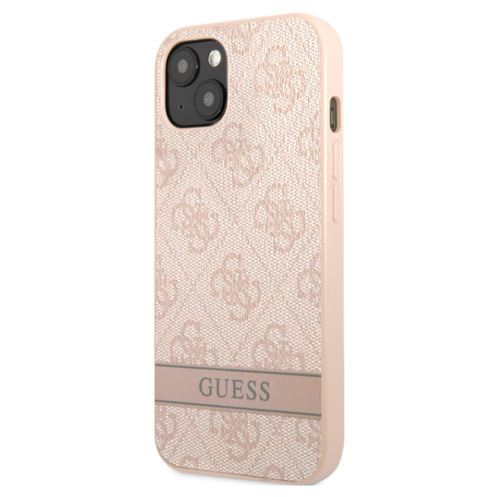 Plastové puzdro Guess na Apple iPhone 13 Mini GUHCP13SP4SNP PU 4G Stripe ružové