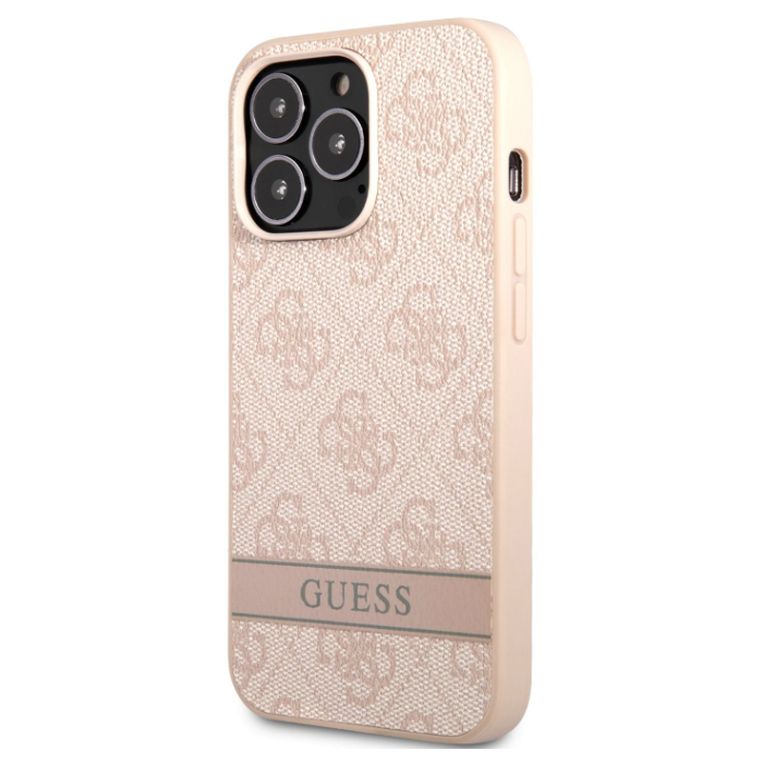 Plastové puzdro Guess na Apple iPhone 13 Pro GUHCP13LP4SNP PU 4G Stripe ružové