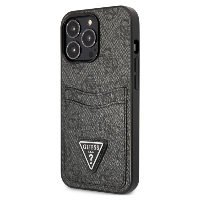 Plastové puzdro Guess na Apple iPhone 13 Pro GUHCP13LP4TPK 4G Saffiano Double Card čierne