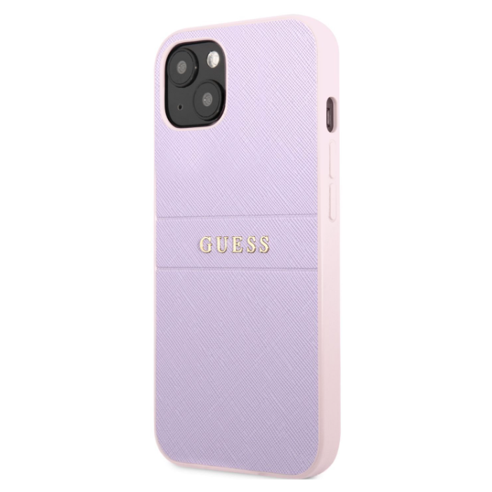 Plastové puzdro Guess na Apple iPhone 13 Pro GUHCP13LPSASBPU PU Leather Saffiano fialové