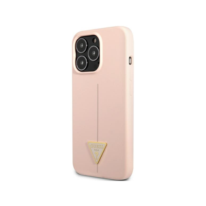 Silikónové puzdro Guess na Apple iPhone 13 Pro GUHCP13LSLTGP Silicone Line Triangle ružové